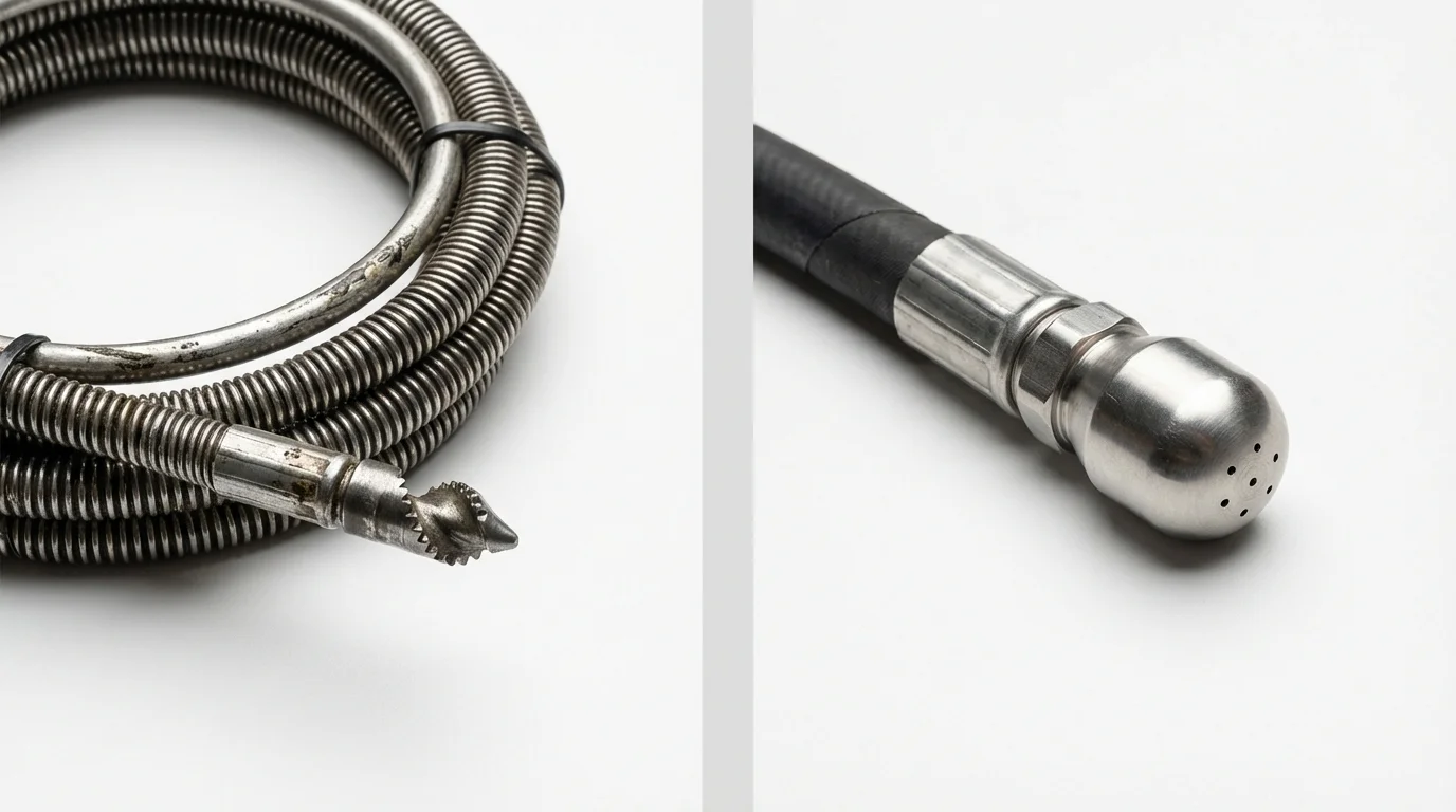 Drain snake cable and hydro jetting nozzle used for drain cleaning in Gold Canyon, AZ